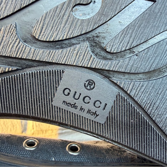 Gucci *AUTHENTICATED* GG High ‘Logo Print’ Black Canvas Sneakers, Men’s SZ 9 - Picture 11 of 16